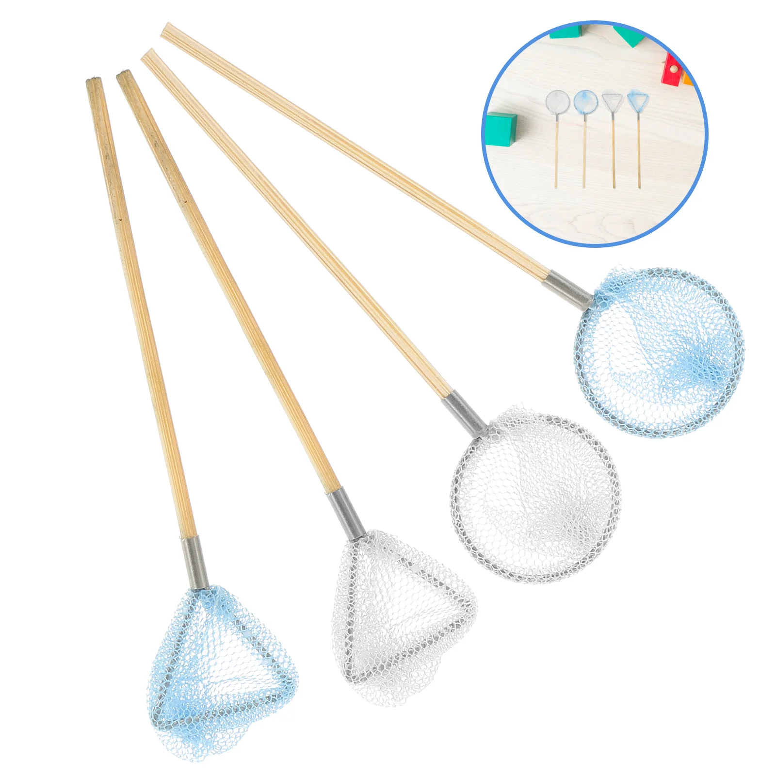 

4pcs House Decoration Mini Fishing Net Tool Tiny House Insect Net Model House Fishing Net Toy