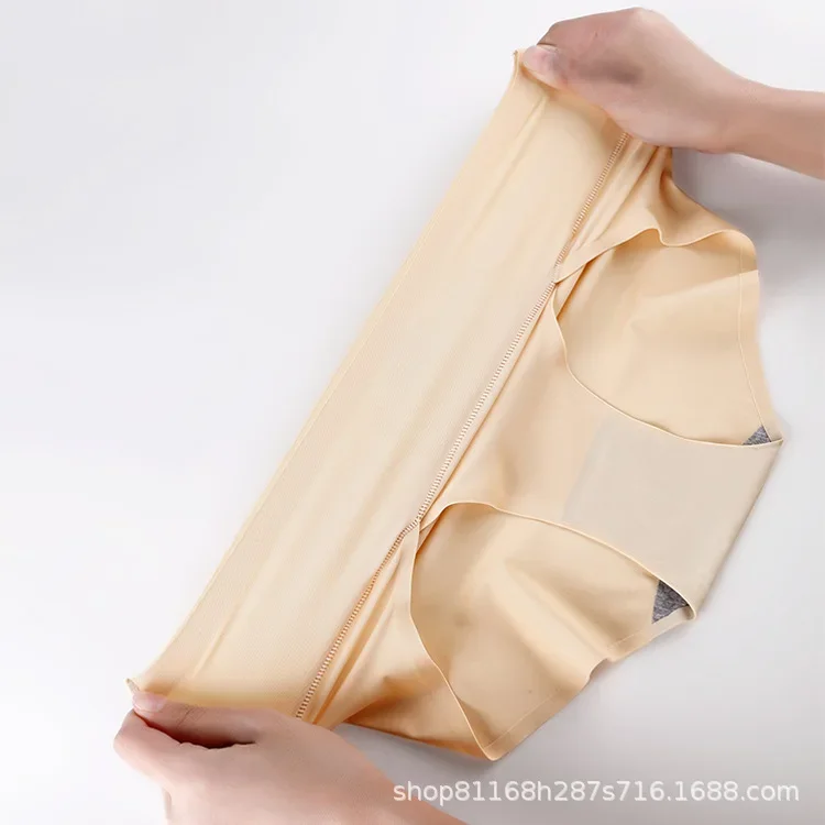 Женские трусы из ледяного шелка с высокой талией бесшовный дизайн графеновая