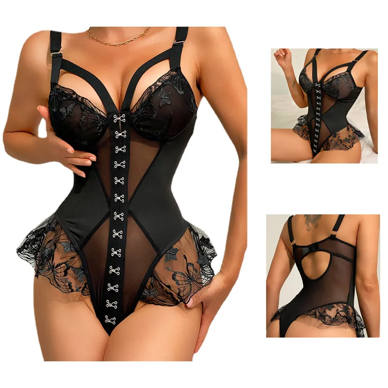 

Ruffled Open Erotic Sexy Woman Bodysuit Lingerie Atletico Madrid Lace Intimate Hot Through Women Embroidery Sensual Sex18 Use