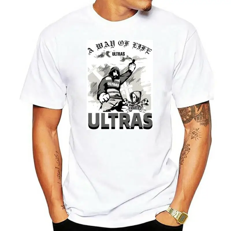 

2022 creative novelty Football Ultras Fanatic Mens White Cotton T-shirt Top Tee Good Quality Print