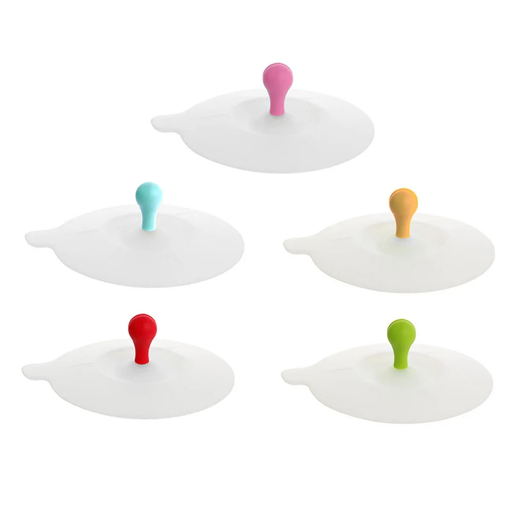 

5pcs Bean Sprout Shape Silicone Cup Lids Safe Practical Cup Covers (Mixed Color)