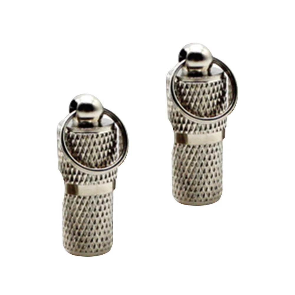 

2 Pcs Mini Storage Tube Collar Pet ID Tag Anti Lost Metal Silver Barrel Tube Address Label Dog Cat