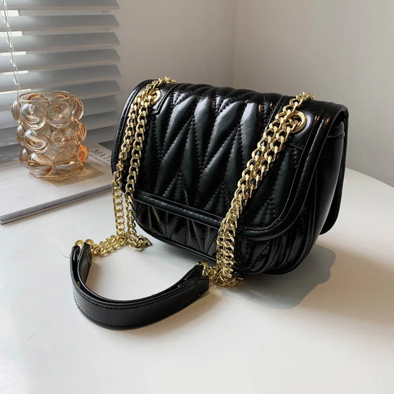 

Сумка на плечо женская с металлической цепочкой, роскошный брендовый саквояж кросс-боди, Классическая Складная кожаная сумочка-тоут, 2021
