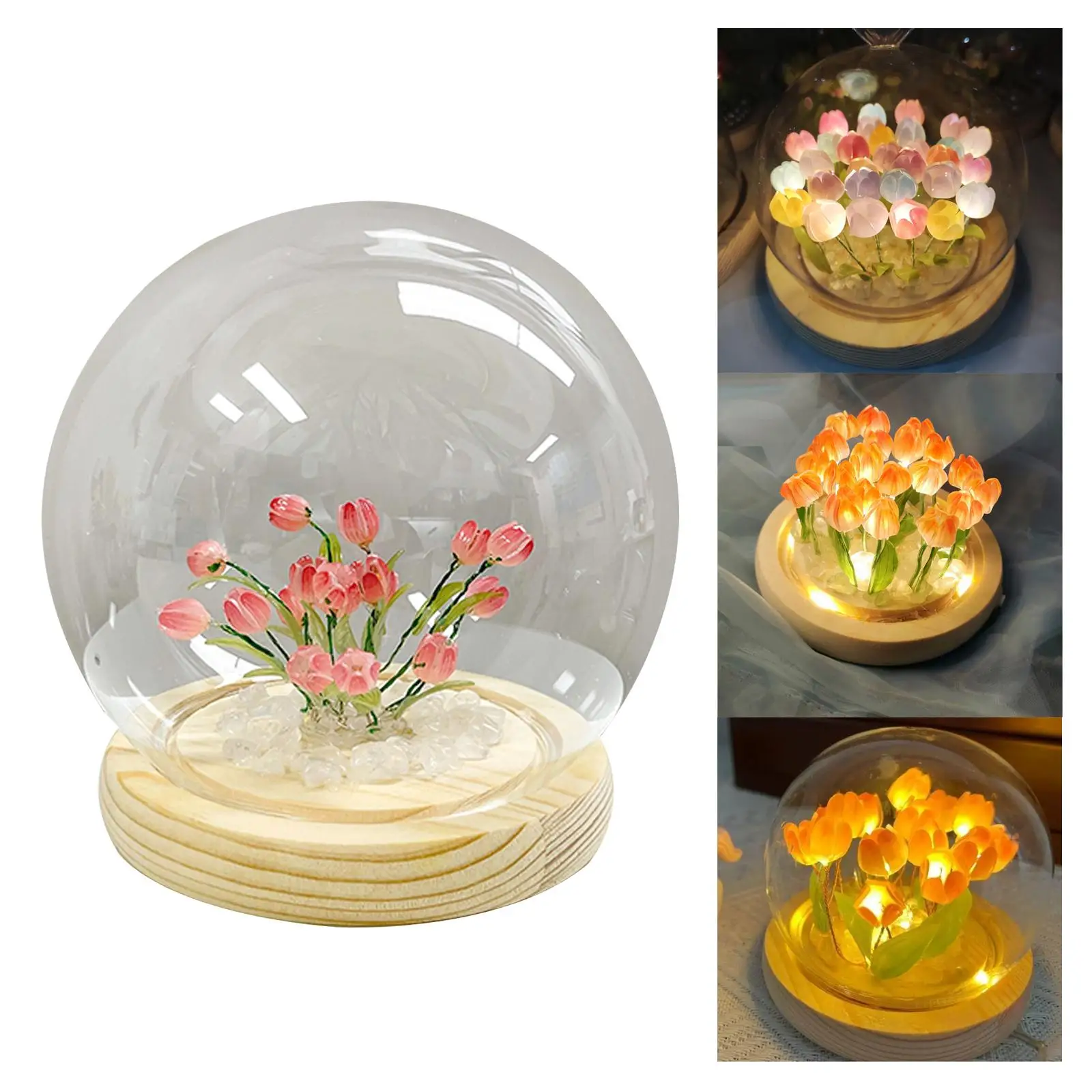 

Tulips Decoration Crafts for Home Decor Decoration romantic Artificial Flowers with LED Light Girl Gifts f/ mom Women
