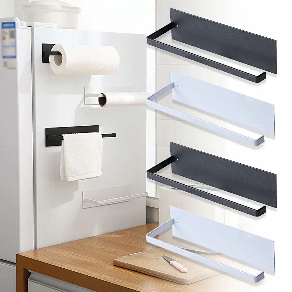

Держатель для бумажных полотенец без перфорации, металлическая кухонная подставка под шкаф, рулонная вешалка черного и белого цветов для в...