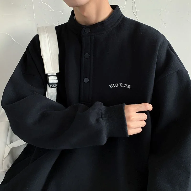 

Мужская зимняя универсальная толстовка с круглым вырезом и воротником-стойкой