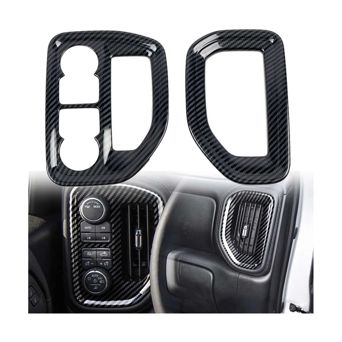 

Car Carbon Fiber Dashboard Side Air Vent Housing Outlet Frame Cover Trim for Chevrolet Silverado 2019 2020 2021 2022 B