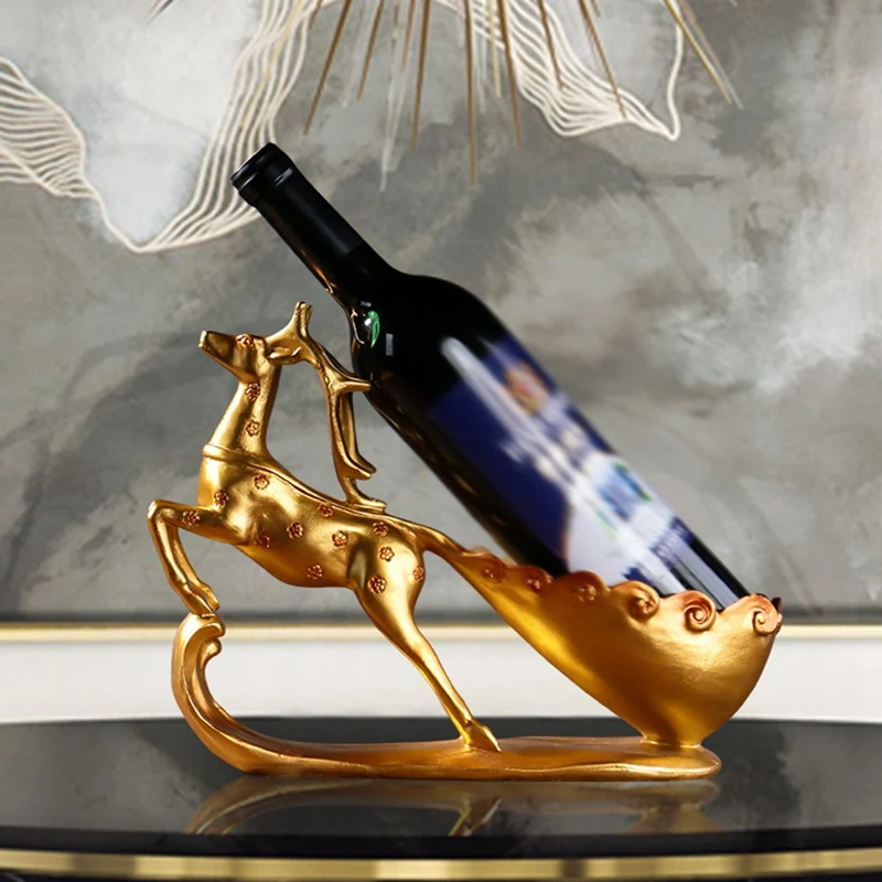 

Resin Wine Rack Display Home Decoration European Modern Wine Holder Deer Living Room Wine Bottle Shelf Decoration