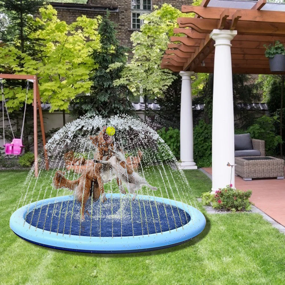 

Round Pet Sprinkler Pad Play Cooling Mat Thickened PVC Pool Outdoor Splash Play Mat For Dogs Bathtub Kids Summer Water Toy