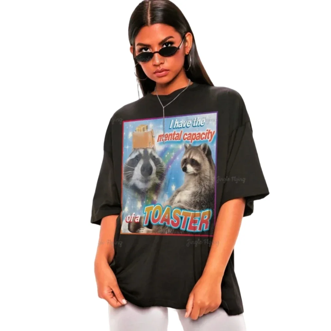 Футболка с мемом У меня есть психическая способность тостера изображением енота