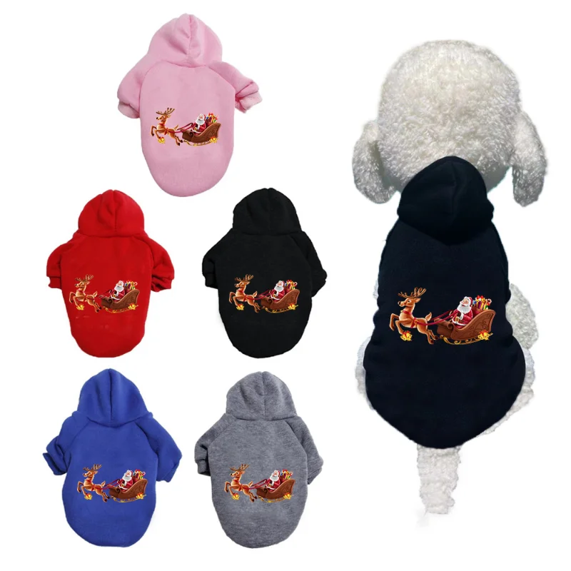 

Autumn and Winter Fashion Pet Dog Hoodie Christmas Elk Clothing Teddy Bulldog Poodle New Designer Custom Sweater Puppy Warm Coat