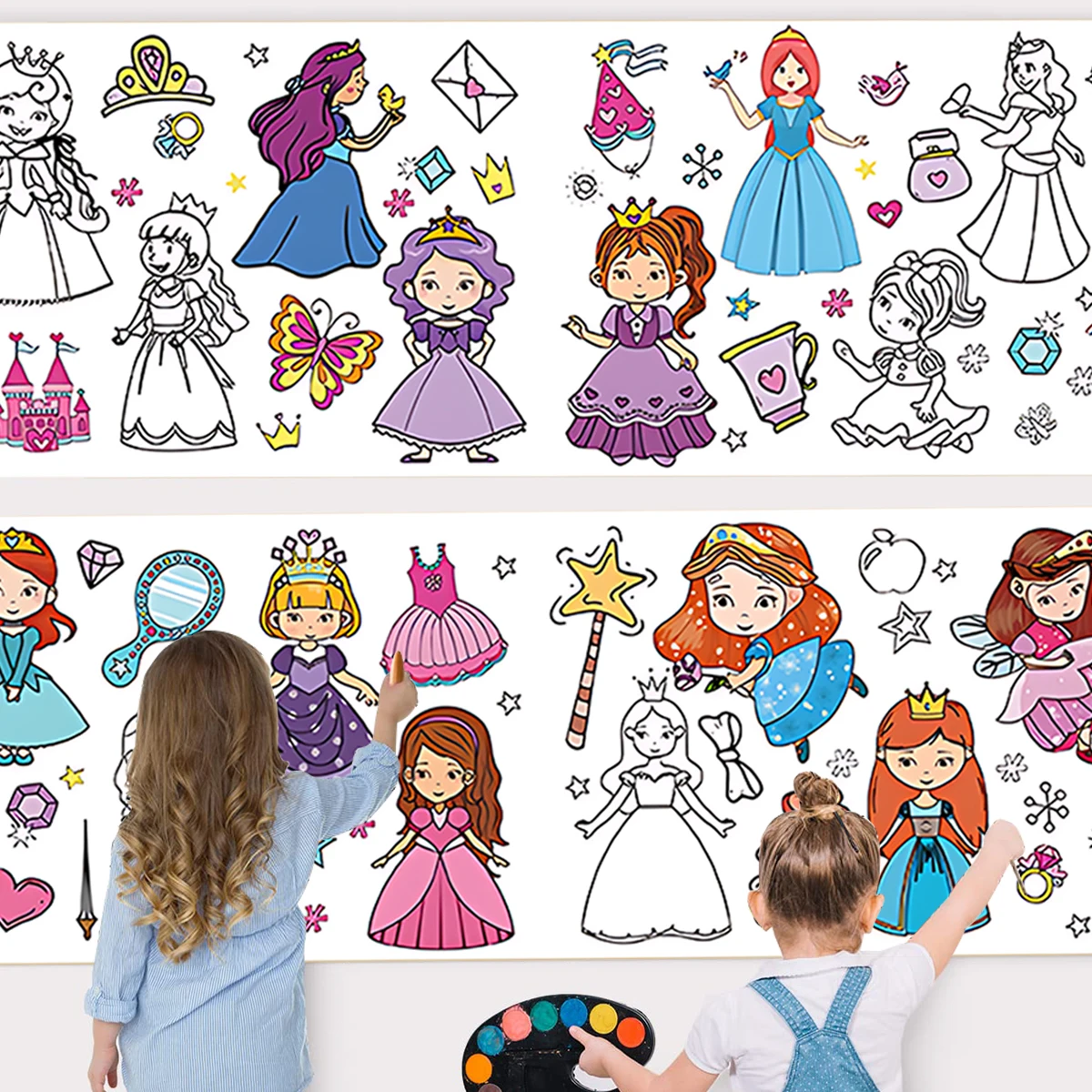 Динозавр транспортировка Принцесса Граффити свиток День Рождения Декор дети