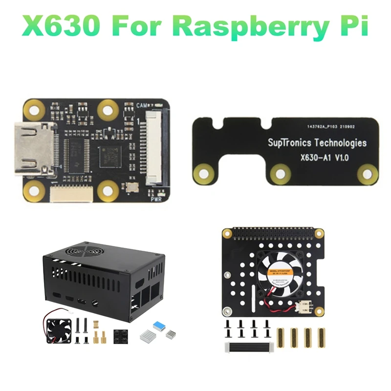 For Raspberry Pi X630 Module+Fan Expansion Board+Metal Case HD To CSI-2 Adapter Board Support Audio & Video Input 1080P