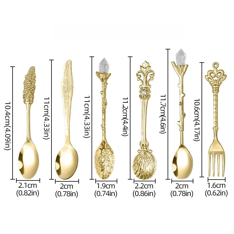 

Кофейные ложки, золотые, набор из 6 штук