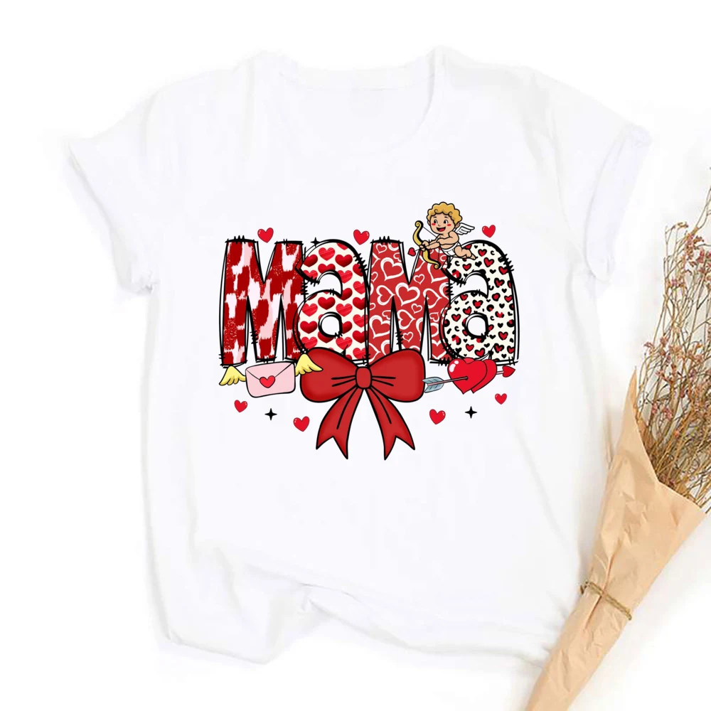 Семейные рубашки с мини-принтом Мама наряд на День святого Валентина одинаковая