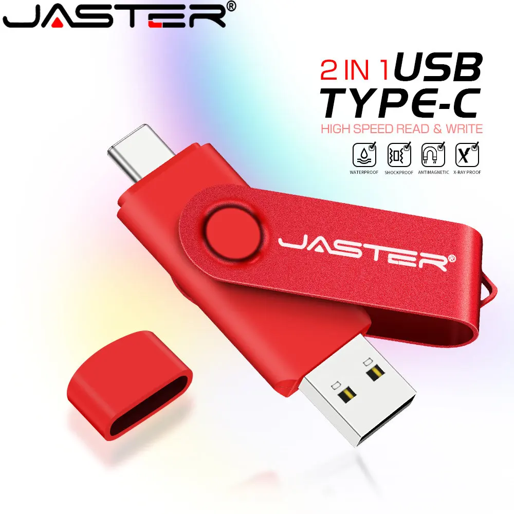 

JASTER TYPE-C 2NI 1 флеш-диск USB 2,0 64 ГБ высокоскоростной флеш-накопитель с брелоком, карта памяти 32 Гб, красная водонепроницаемая флеш-карта, U-диск