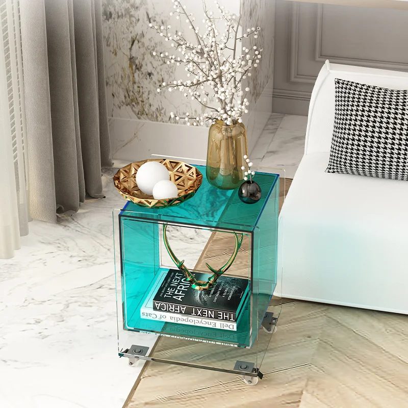 

Nordic Acrylic Nightstands Transparent Kawaii Organizers Cute Bedside Table Narrow On Wheels Muebles Living Room Furniture