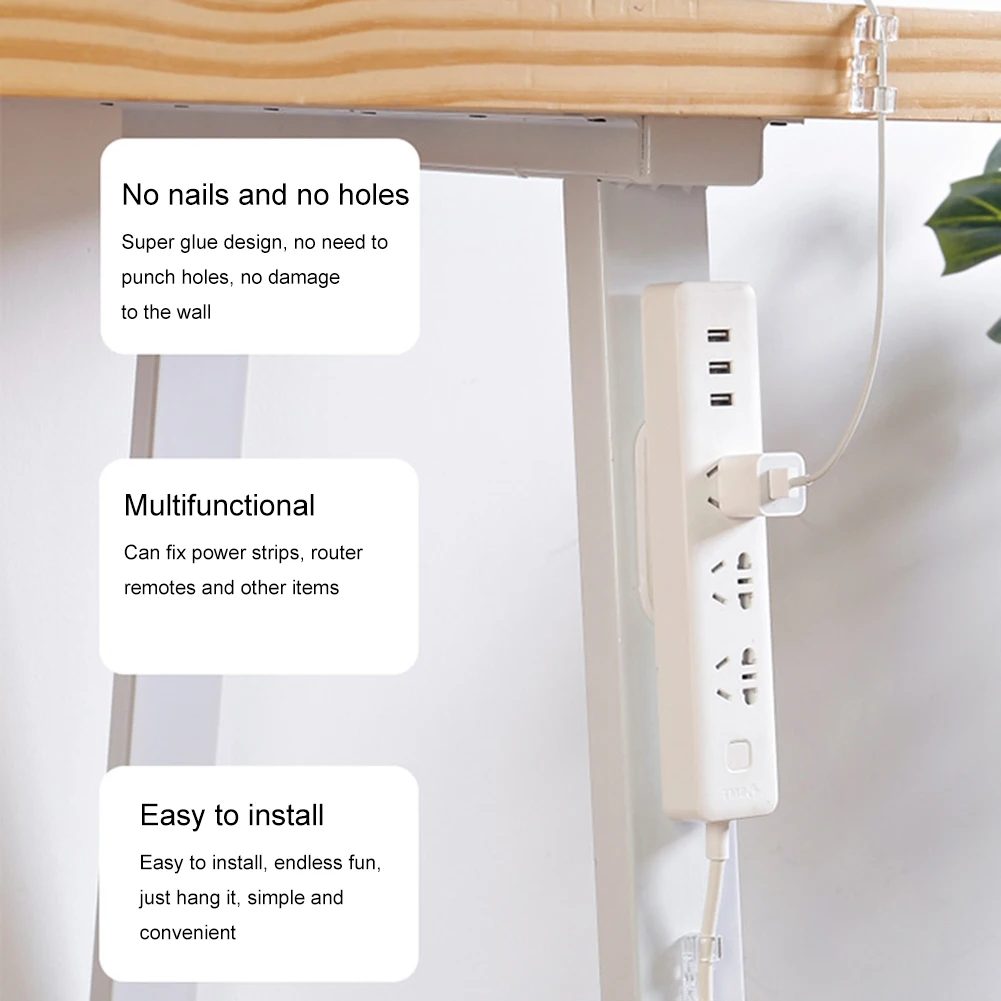 

Wall Hanging Socket Holder Power Strip Organizer Storage Shelf Adhesive Paste Plug Router Cable Fixer Wire Organizer