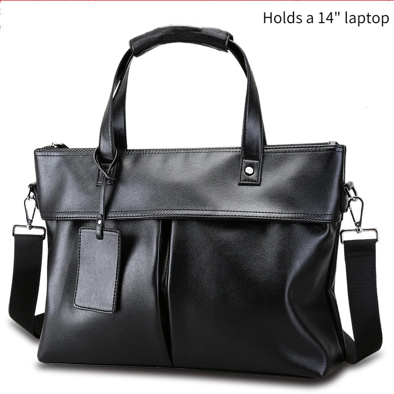 Men's Bags Business Leisure Handbags Staff Travel Meeting Bags Computer High Quality PU Leather Shoulder Bags Meeting Document