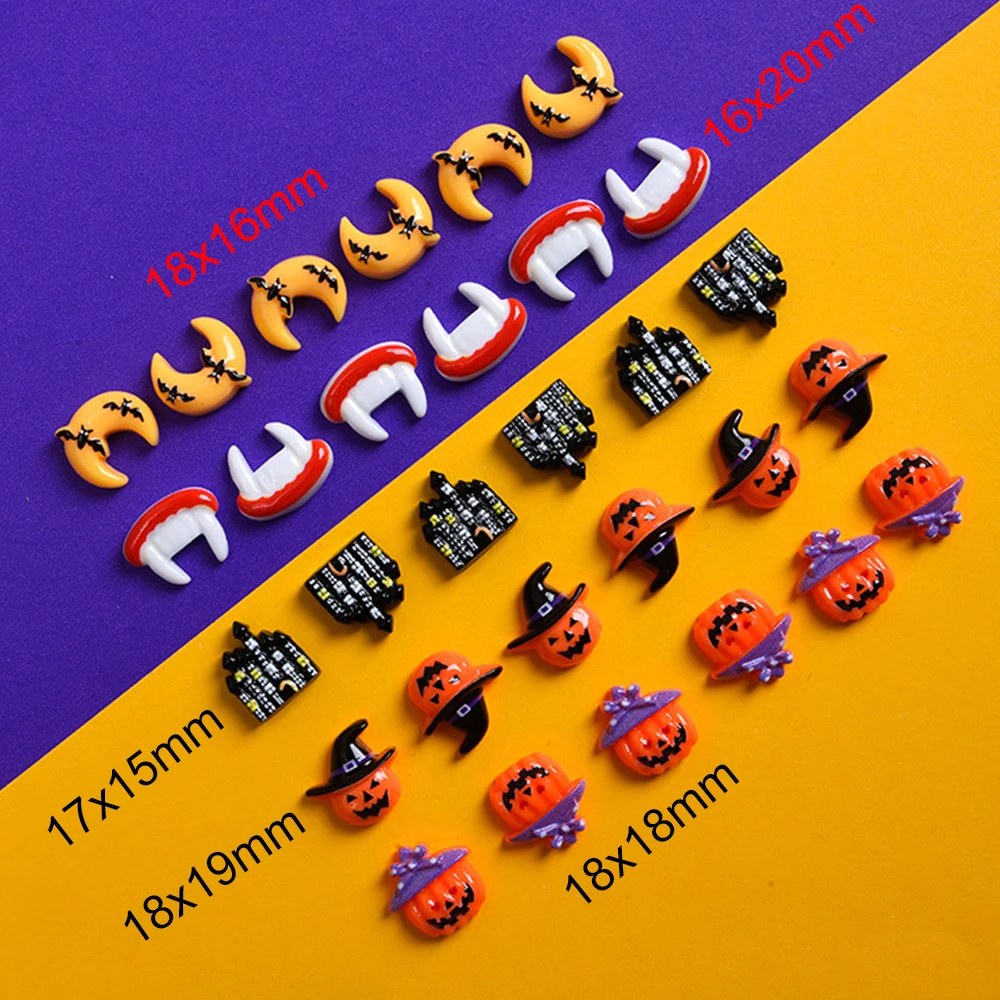 10 шт. новый Хэллоуин летучая мышь луна серии смоляные кабошоны с плоской задней