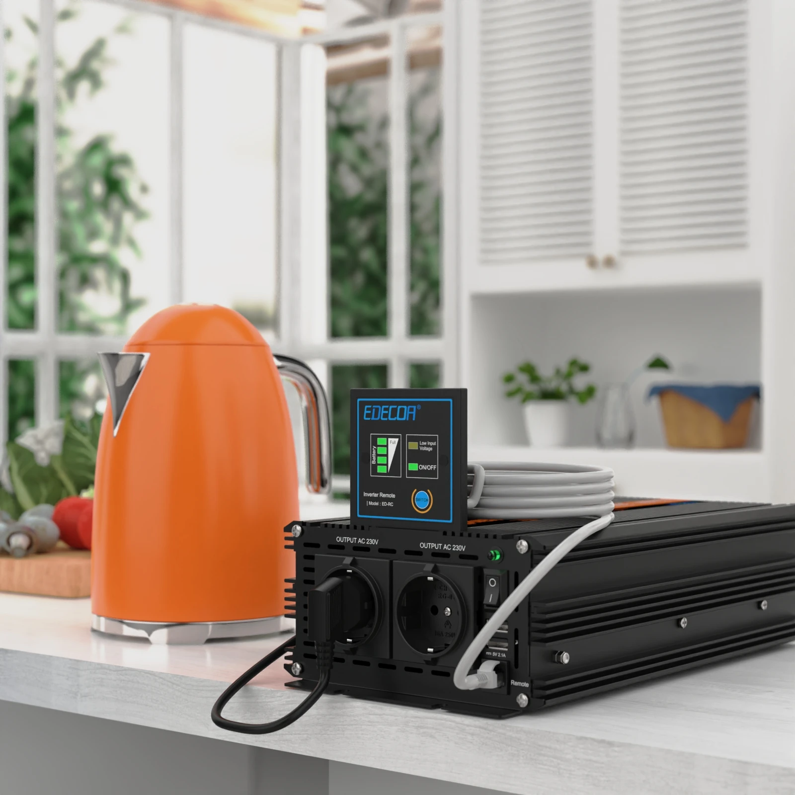 EDECOA 1500 Вт чистый синусоидальный инвертор постоянного тока 12 В в переменный ток 220