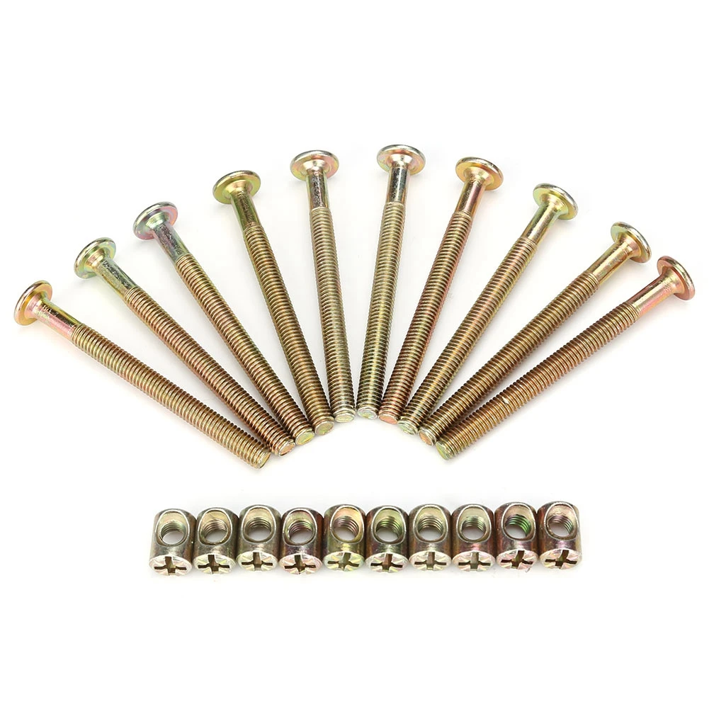 

10PCS M6 Carbon Steel 70mm Furniture Bolts With 6mm Barrel Nuts Connector Fastener 10pcs 10pcs 10pcs 10pcs