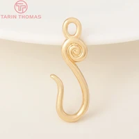 33024pcs 10x17mm 24k gold color plated brass hook charms pendants high quality diy jewelry accessories