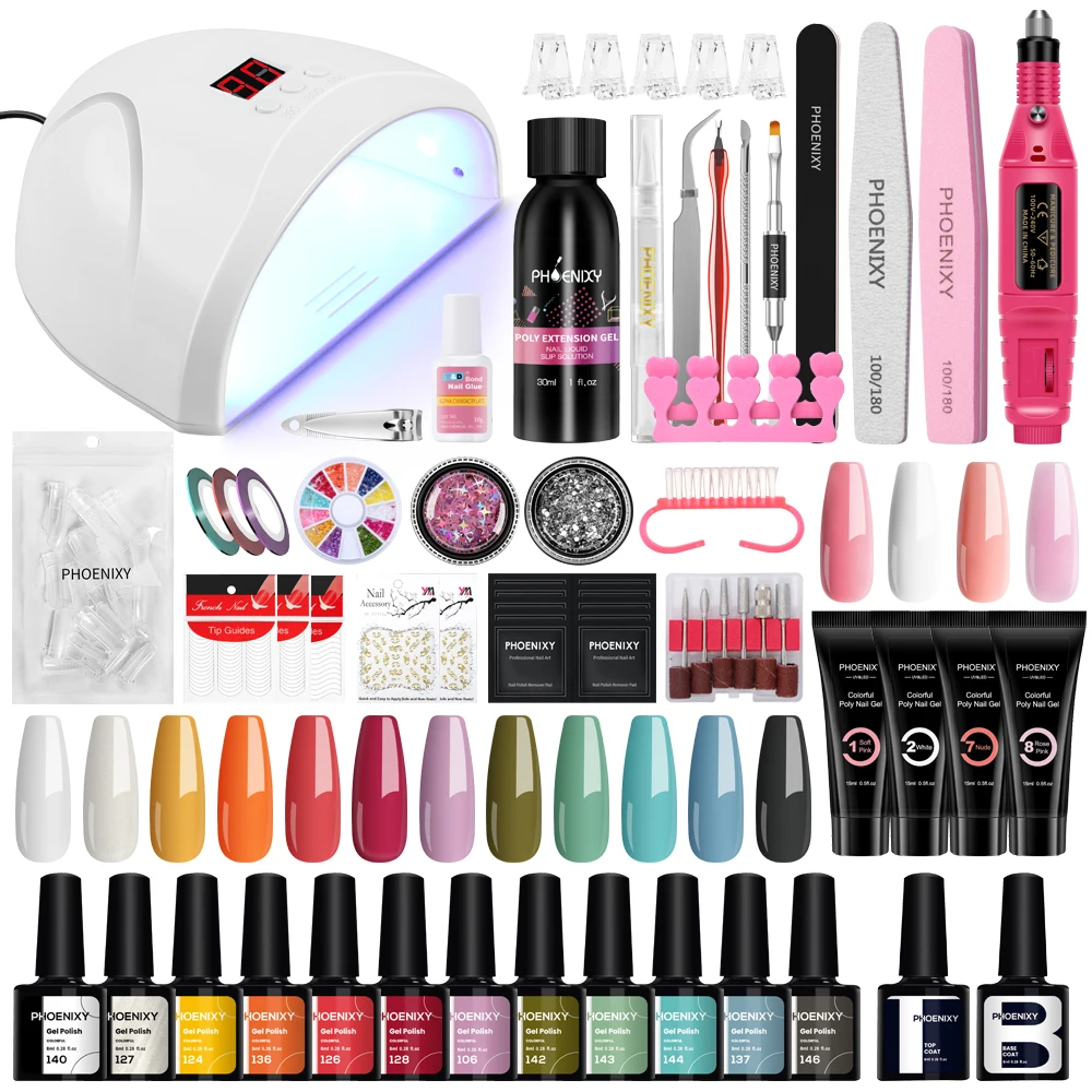 

Nail Set with 36W/54W Nail Lamp Nail Dryer Nail Drill Machine Poly Nail Gel Polish Set Soak Off Nail Gels Manicure Art Tools Kit