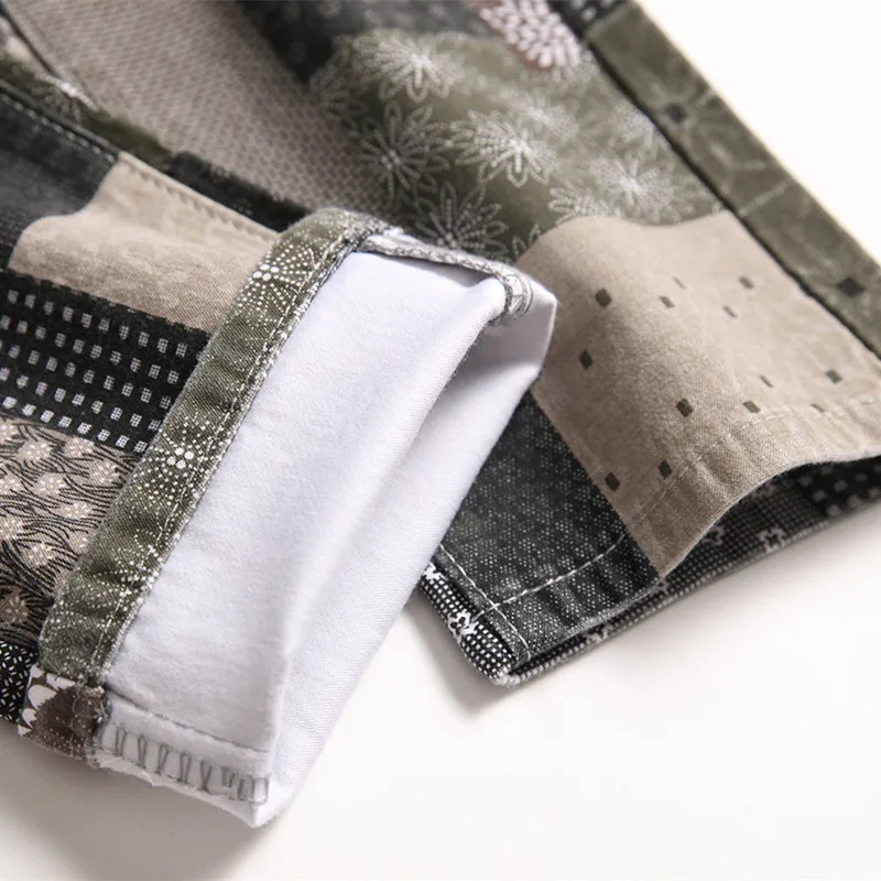 2022 Chic Patchwork Plaid Vintage Stretch Men Slim Jeans Trousers Hip Hop Women Cotton Casual Denim Pants Elegant Pantaloni Uomo