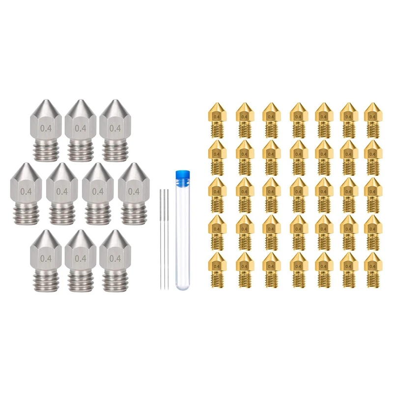 10 Pcs Mk8 0.4 Mm/1.75 Mm 3D Printer Nozzles & 35Pcs 0.4Mm MK8 Nozzles For Creality Ender 3 5 CR-10 10S S4 S5 And So On