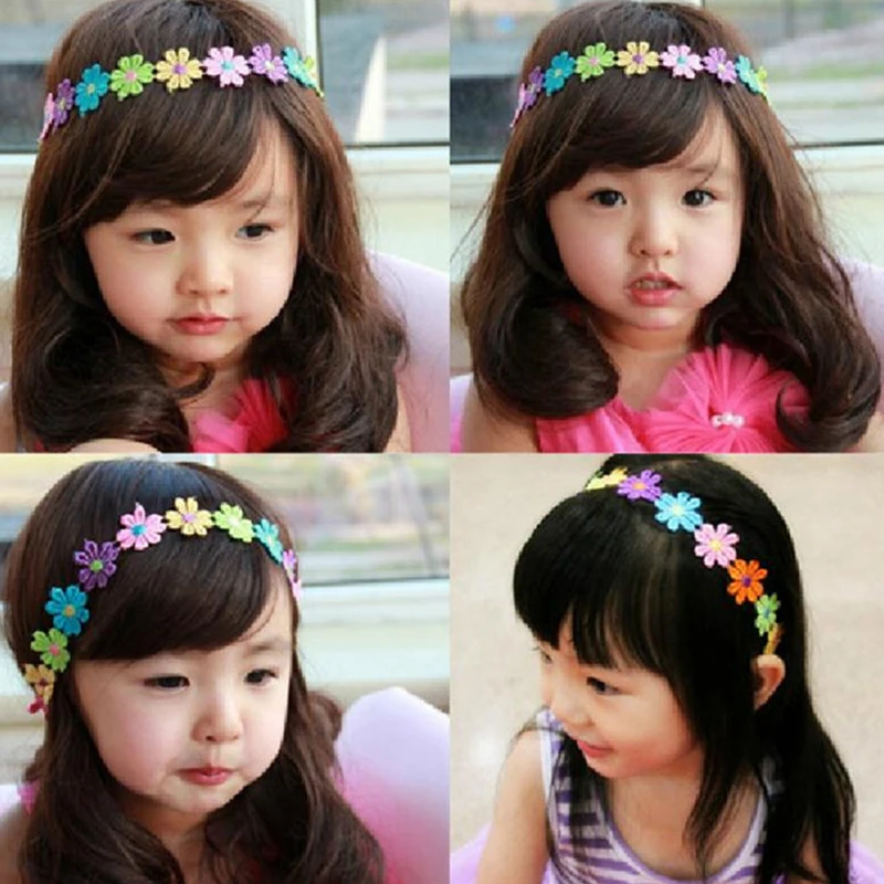 

Fashion Sweet Colorful Flower Embroidered Headband Cute Kids Girls Rainbow Floral Hair Bands Lovely Headwear Hair Accessories