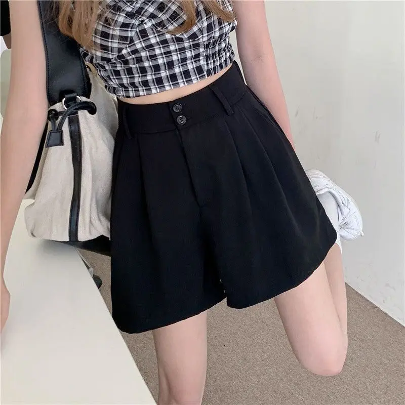2023 High Waist Casual Loose Shorts Women New Arrival Summer A Line Wide Leg Solid Color All-match Ladies Short Shorts W09