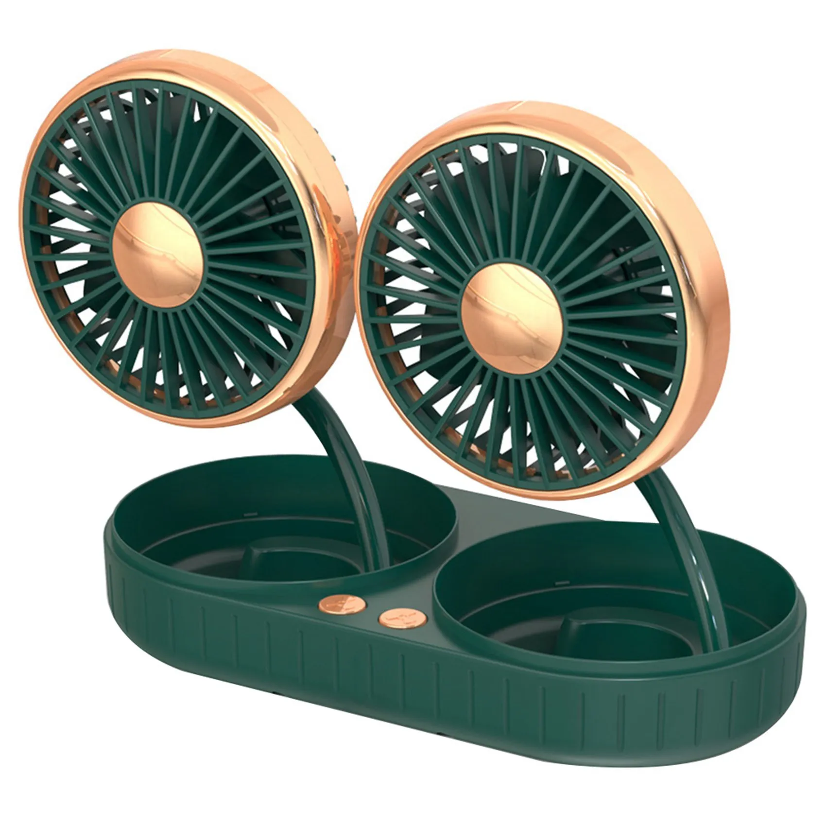 

Car USB Rechargeable Fan Car Auto Air Cooling Dual Head Fan Low Noise Air Cooler Fan Home Car Air Cooling Fan - Green