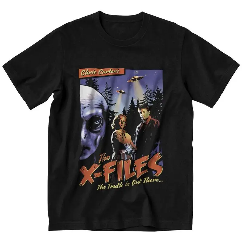 

Vintage The X Files T Shirt Men Cotton Tshirt Spooky Comic Mulder Scully Dana Fox Cases Tee TV The Truth Is Out There T-shirt