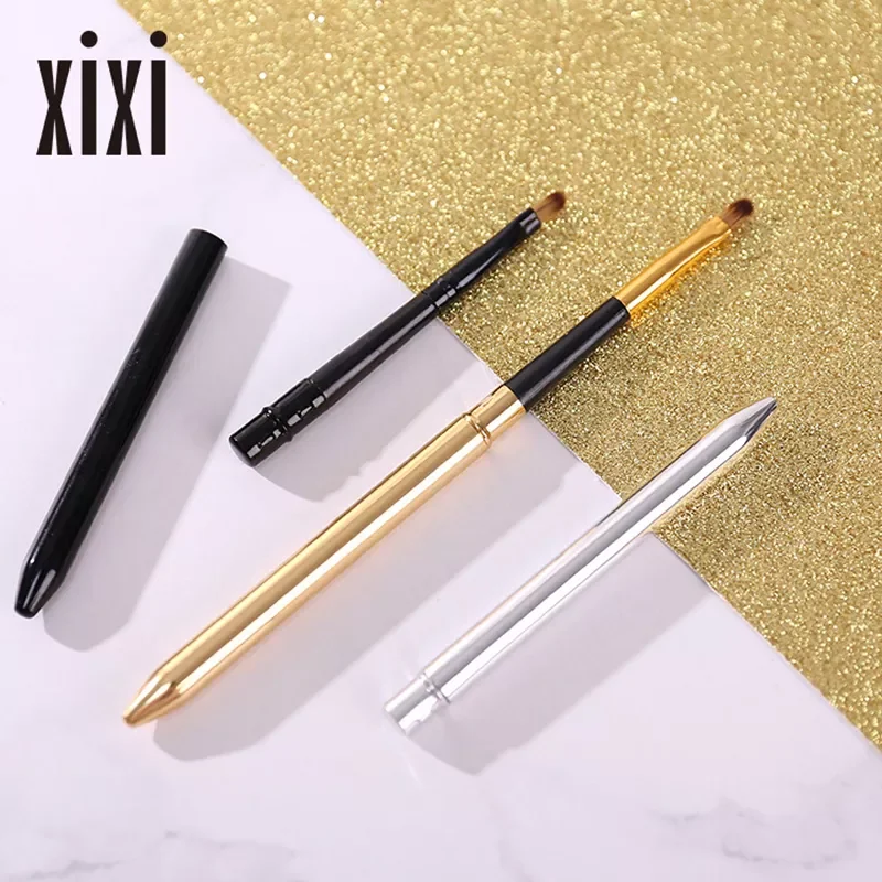 

NEW2023 10psc Portable Silver Gold Lips Makeup Brush Pen Metal Handle Cosmetic Lipgloss Lipstick Lip Brush With Cap Wholesale