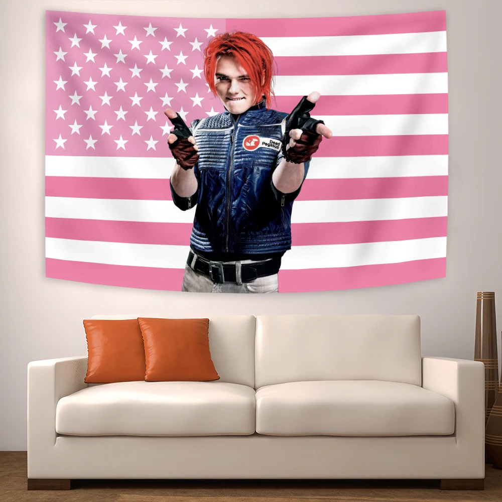 

Gerard Way Настенный гобелен My Chemical Romance Mcr Музыкальная группа Плакат Альбом Искусство Домашний декор Американские флаги Баннер Гаражные флаги
