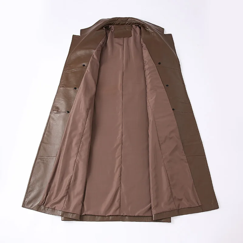 Lady Luxury Genuine Sheepskin Leather Coats 2023 Autumn Winter Trench Coats Women Leather Windbreaker Vintage Outerwear FG5067