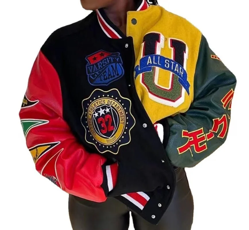 

y2k women's jacket 2023 European and American baseball uniform hip-hop print fashion personality trend couple jacket ins hot