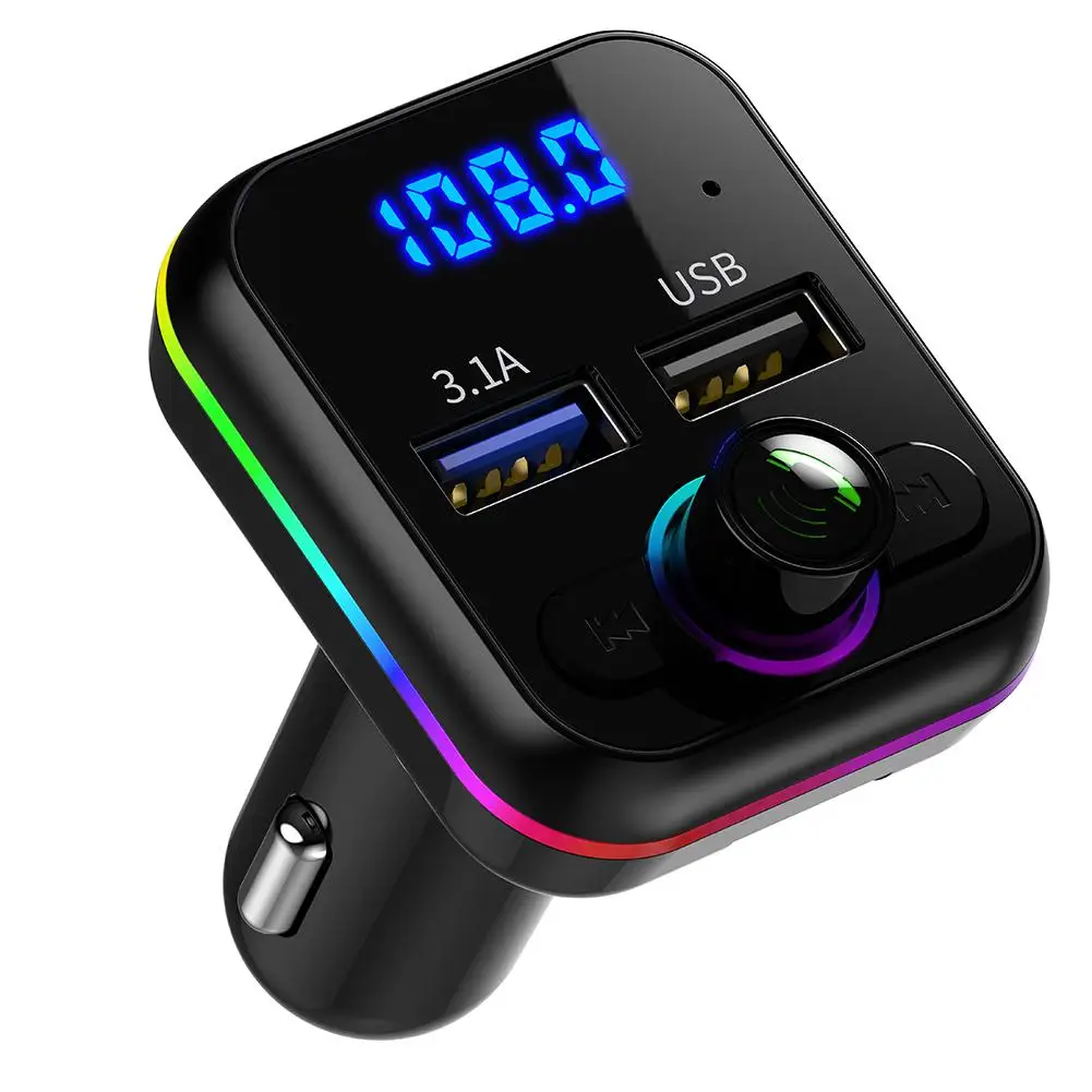 

Car Mp3 Music Player Bluetooth-compatible V5.0 Hands Free Call USB U Disk Fm Transmitter Fast Charger