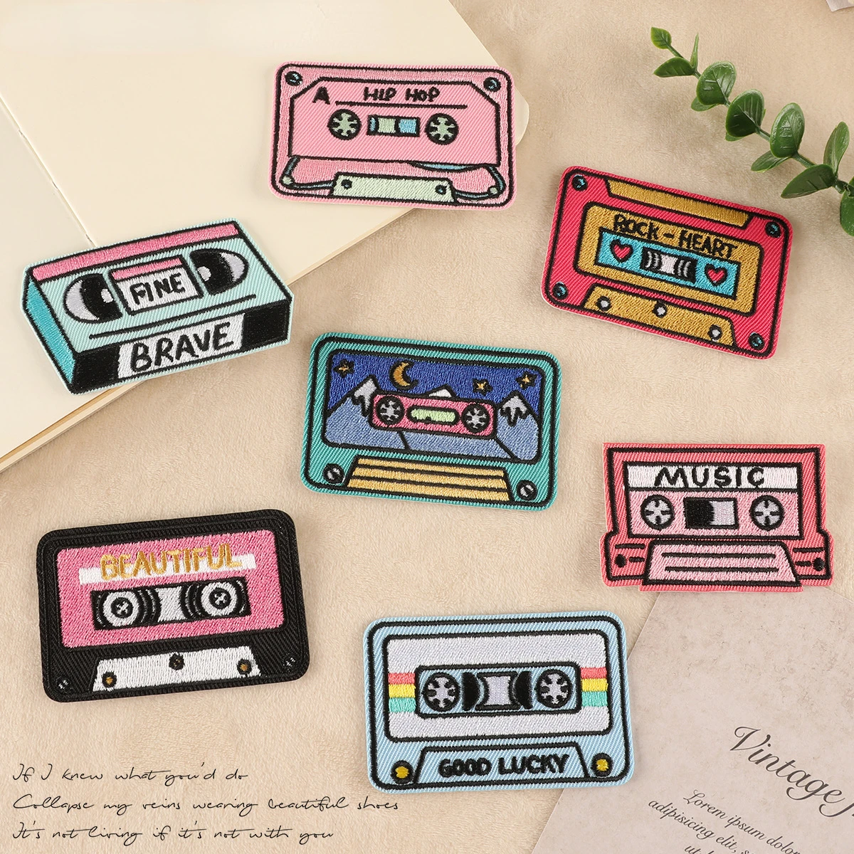 New Stylish Music Audio Tape Cassette Tape Iron on Sticker Clothing Backpack Diy Accessories for Musicman