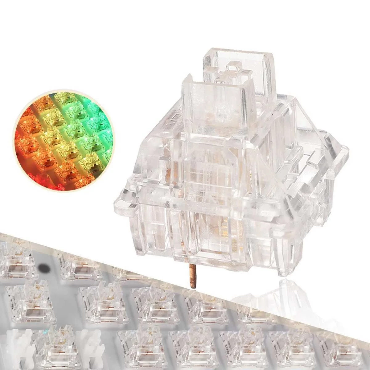 

10/70/110PCS Feker Crystal Linear Switches POM Stem 3Pin Transparent Switche Hot swappable MX Switch For Mechanical Keyboard