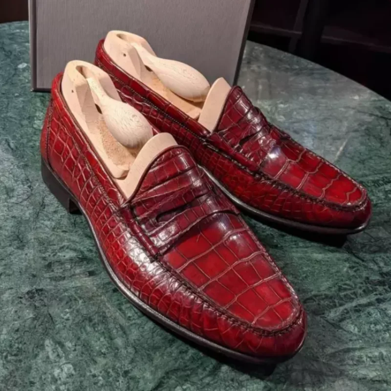 

Туфли мужские из ПУ кожи, лоферы, скругленные, плоская подошва, квадратный каблук, шитье, простые деловые, официальные туфли 8KH674