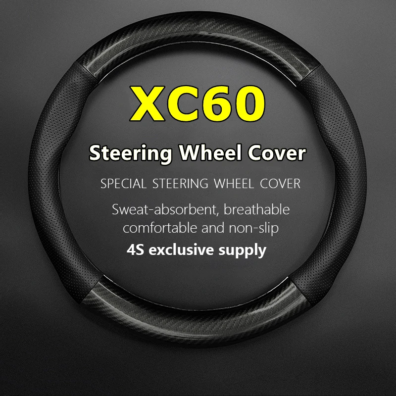 

No Smell Thin For Volvo XC60 Steering Wheel Cover Leather Fit T4 T5 T6 AWD 2015 2016 2017 2018 2019 2020 2021 B5 B4 2022 2023