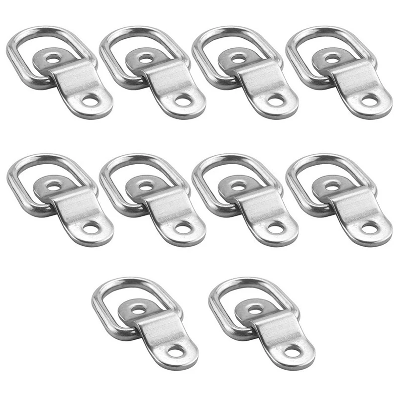 

10Pcs Cargo Lashing Surface Mount D Ring Tie Down Ring For Trailers Trucks Horsebox Boat Car Kayak Fastener Clip