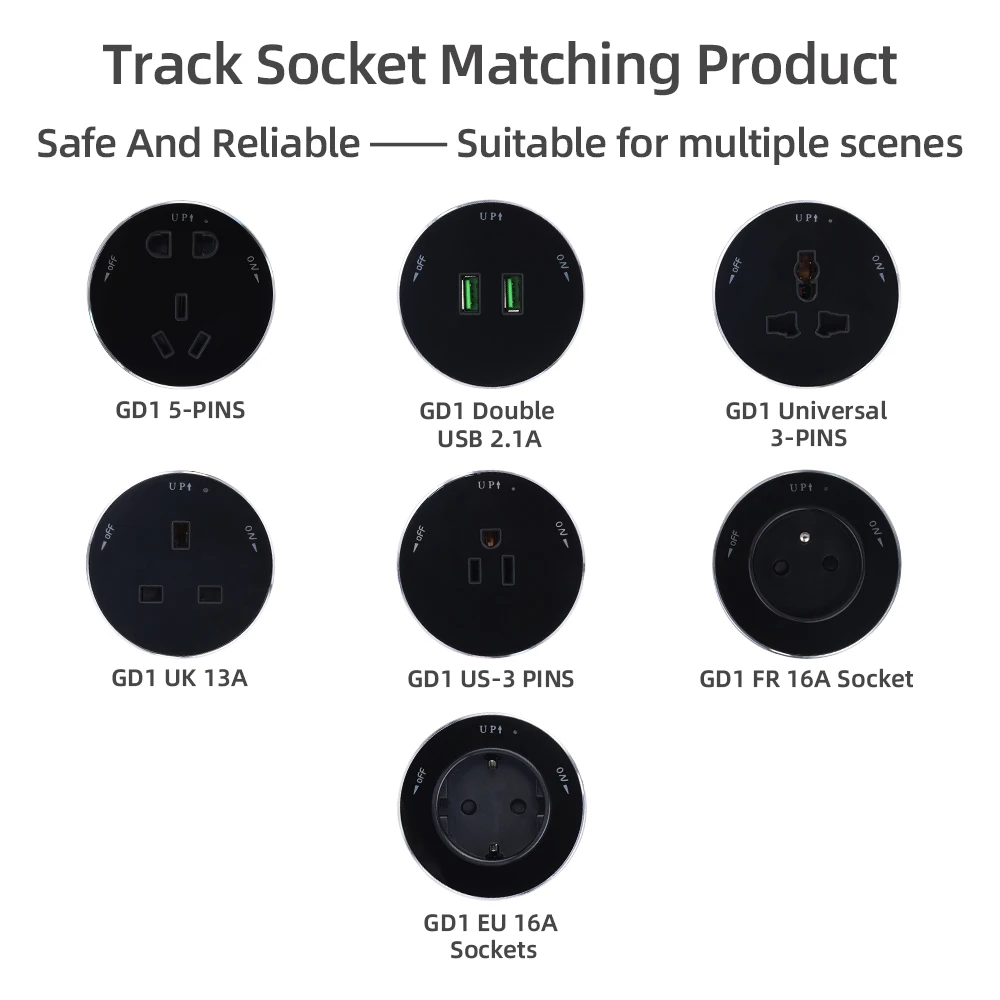 

CNC Power Track Socket PRG for P3-Track Smart Home Appliances Popular UK US EU AU FR Wall Electrical Plug Adapter With USB