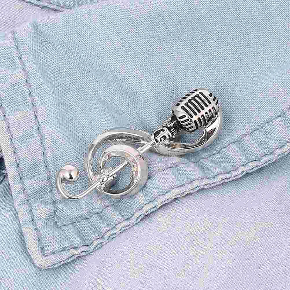 

Musical Note Brooch Notes Anniversary Gifts Her Microphone Pin Jewelry Women Clothing Birthday Pins Alloy Brooches Fashion Miss