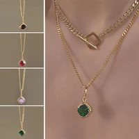 1pcs trendy chain necklace shiny rhombus rhinestone pendant necklace for women jewelry temperament clavicle chain romantic gifts