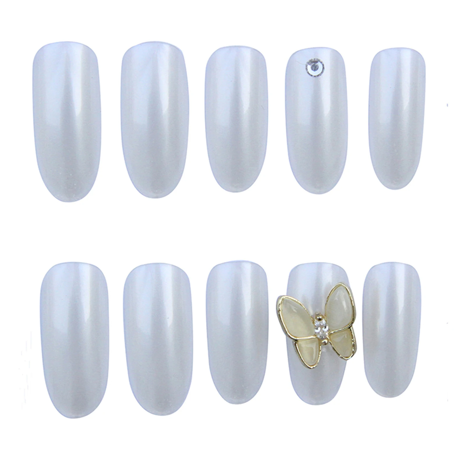 

24pcs Bow Fake Nail Patch Glue Type Removable Long Paragraph Fashion Manicure Save Time False Nails Patch Capsules Ongle