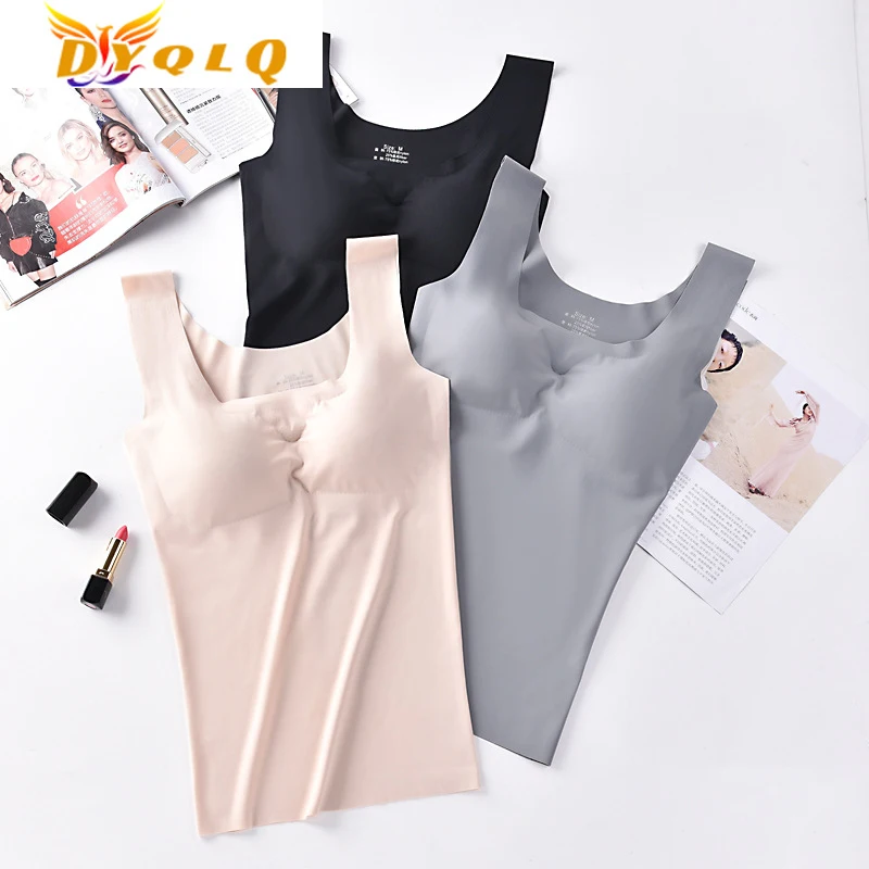 

Women Crop Top Ice Silk Tank Top Wireless Lingerie Push Up Seamless Padded Vest Tee Camisole Comfortable Sleep