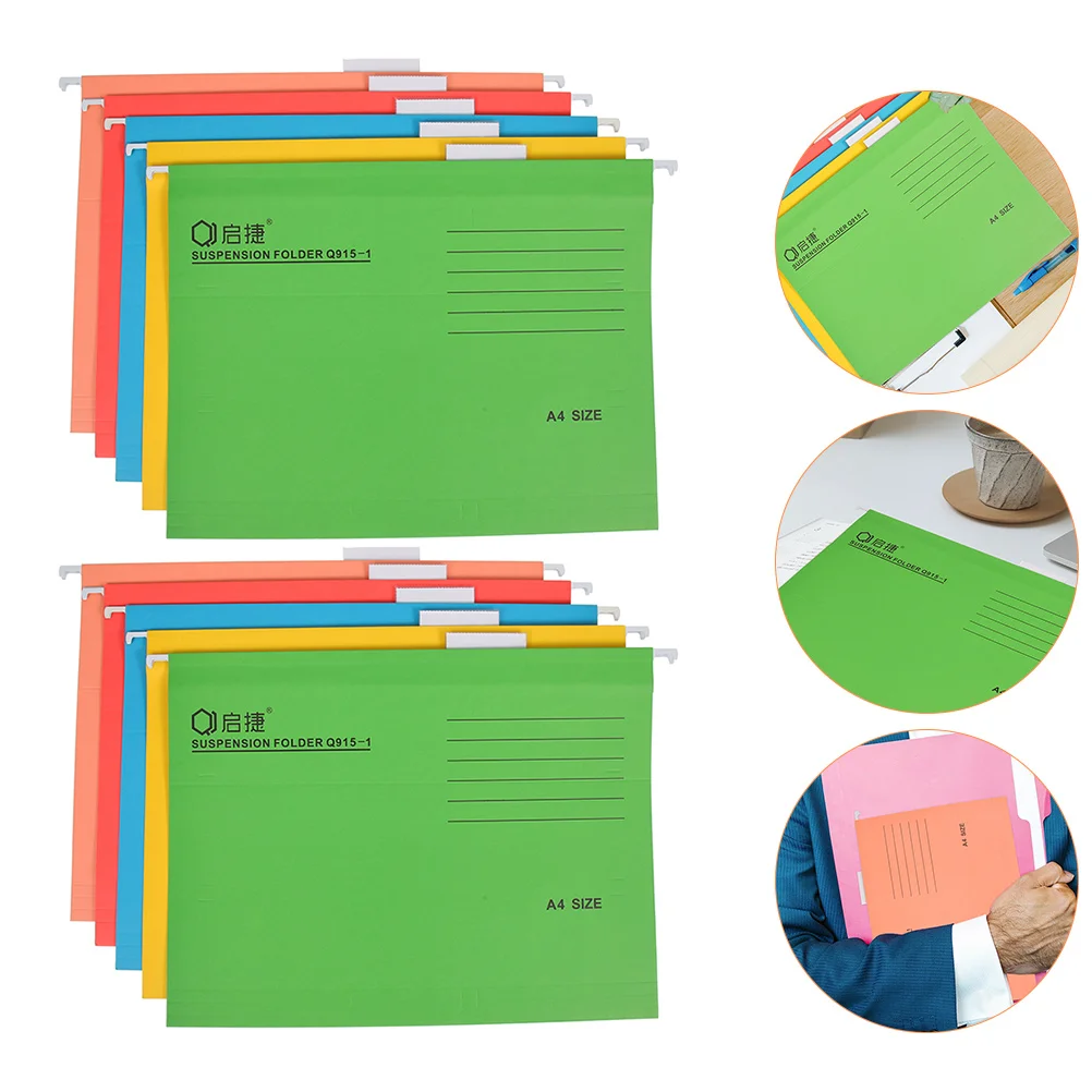 

10Pcs Office File Folders Hanging Portable File Folders Multi-use File Folders Colored File Holders